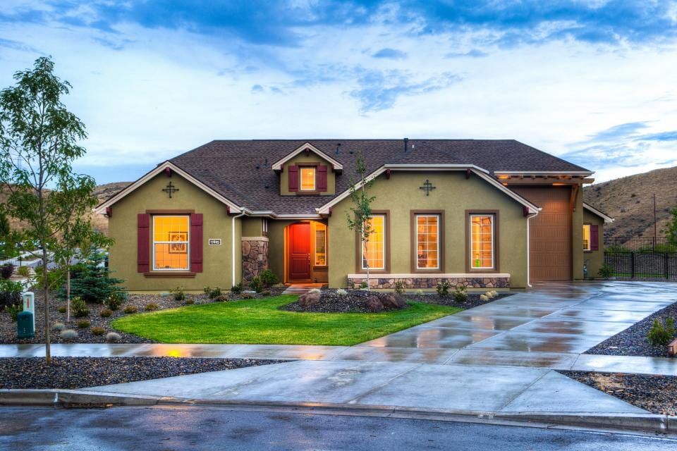 Single-story house with a landscaped front yard